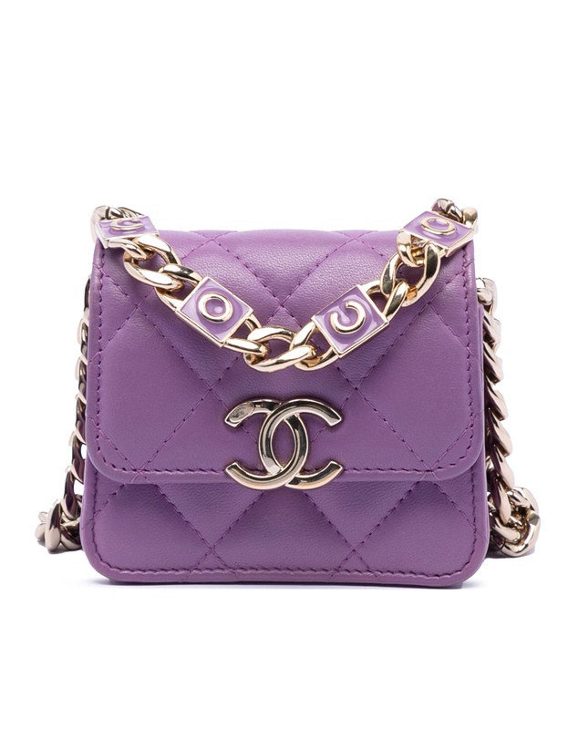 Pre-Loved by Azura Reborn - Pre-Loved CC Quilted Lambskin Coco Card Holder on Chain