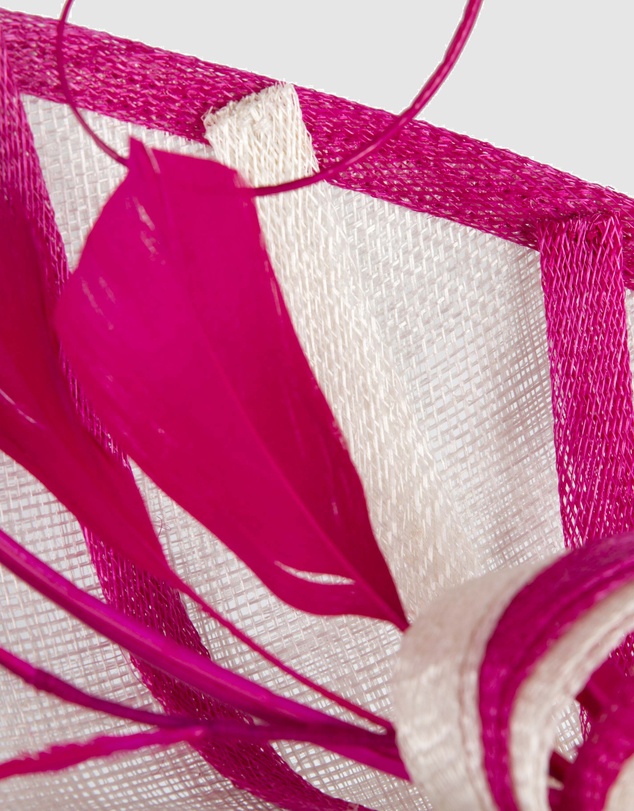 Max Alexander - White and Fuchsia Sinamay Racing Fascinator