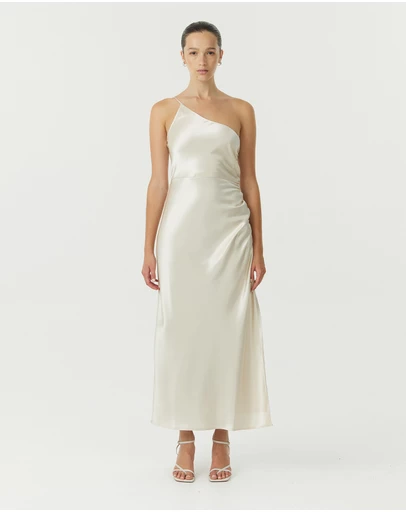 Third Form - Satin Gather One Shoulder Dress