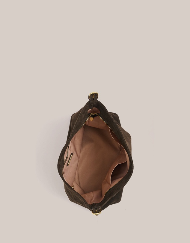 VESTIRSI - Savannah Brown Suede Hobo Bag