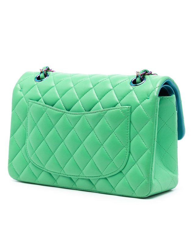 Pre-Loved by Azura Reborn - Pre-Loved Small Classic Lambskin Rainbow Hardware Double Flap