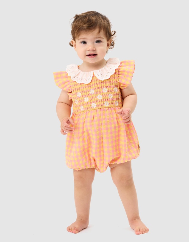 Goldie + Ace - Lightweight Cotton Lani Shirred Romper - ICONIC EXCLUSIVE - Babies