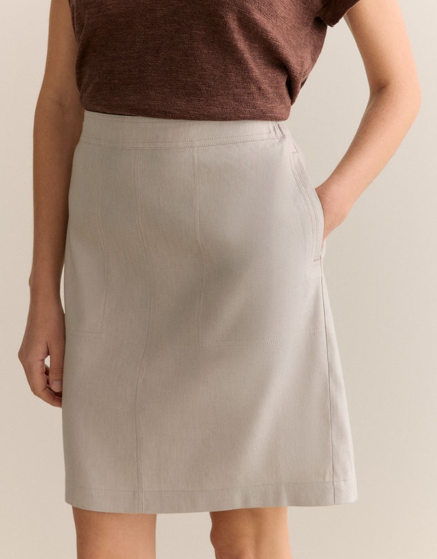 Trenery - Stretch Linen Blend Skirt in Flax