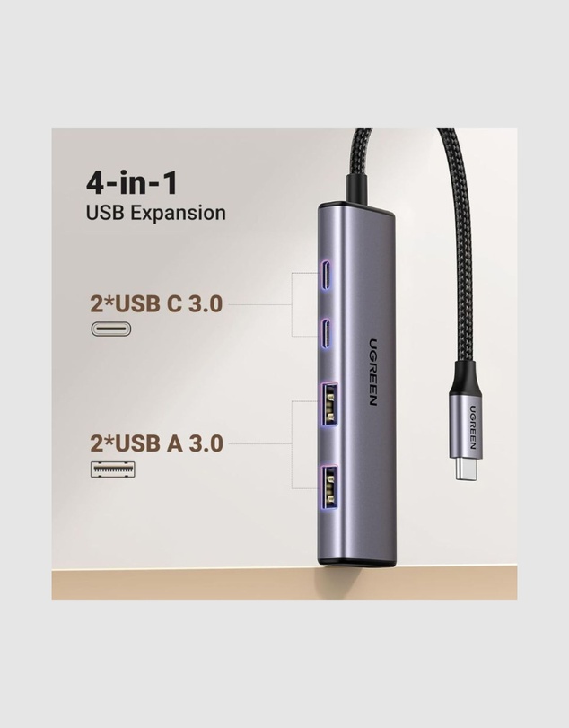 Ugreen - UGREEN 4 Ports USB C Hub with 2 x USB-C and 2x USB-A ports