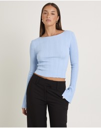 Subtitled - Hally Boat Neck Long Sleeve Knit Top