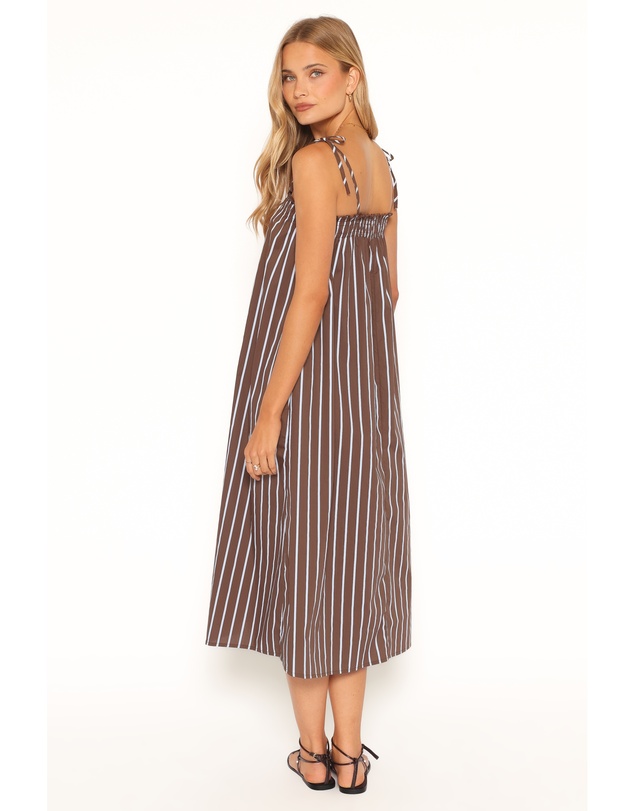 Petal & Pup - Talita Maxi Dress - Brown/Blue Stripe