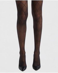 High Heel Jungle - Richie Diamond Crystal Tights - Black/ Crystal