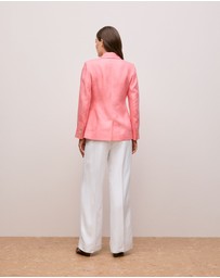 Trenery - Linen Twill Single Breasted Blazer in Pink Peony