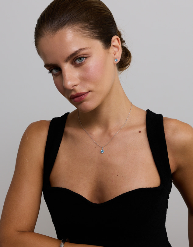 Michael Hill - Blue Topaz Necklace & Stud Earring Gift Set in Sterling Silver