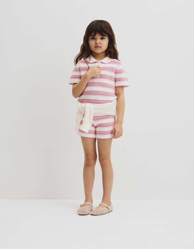 Country Road - Australian Cotton Short Sleeve Collar Knit Top