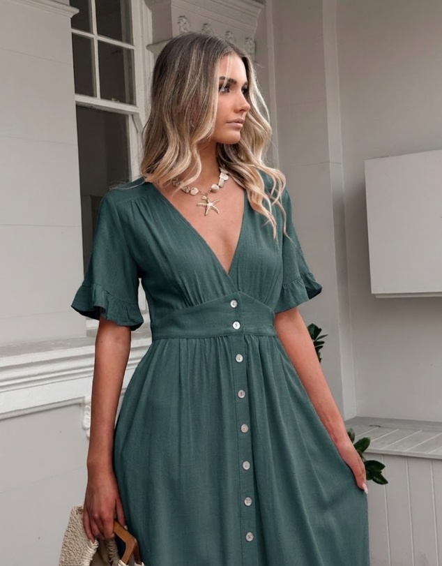 Esther & Co - Korbela Dress - Deep Green