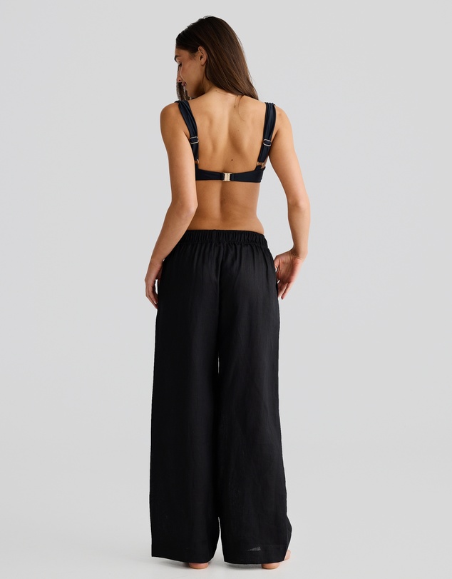 Vacay Swimwear - Black Linen Pants