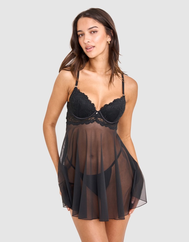 Bras N Things - Bethany Essentials Push Up Babydoll - Black