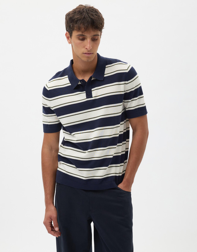 AERE - Cotton Stripe Knit Polo