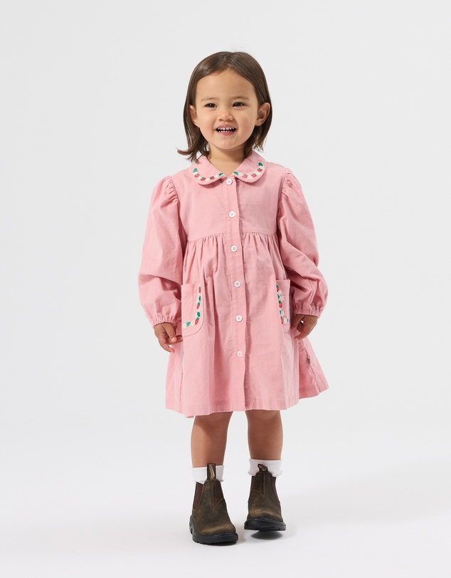 Goldie + Ace - Wild Strawberry Corduroy Collar Dress - Babies-Kids