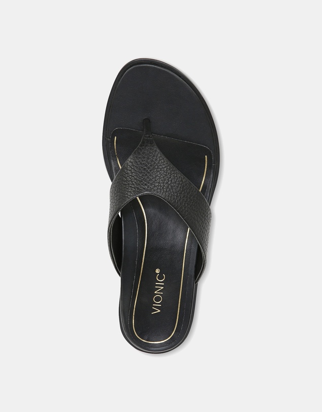 Vionic - Agave Toe Post Sandal - Black Leather