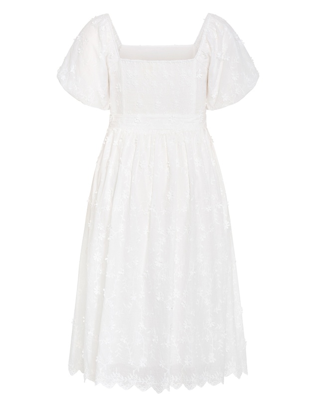City Chic - Plus size Bridie Embroidered Puff Sleeve Midi Dress - ivory