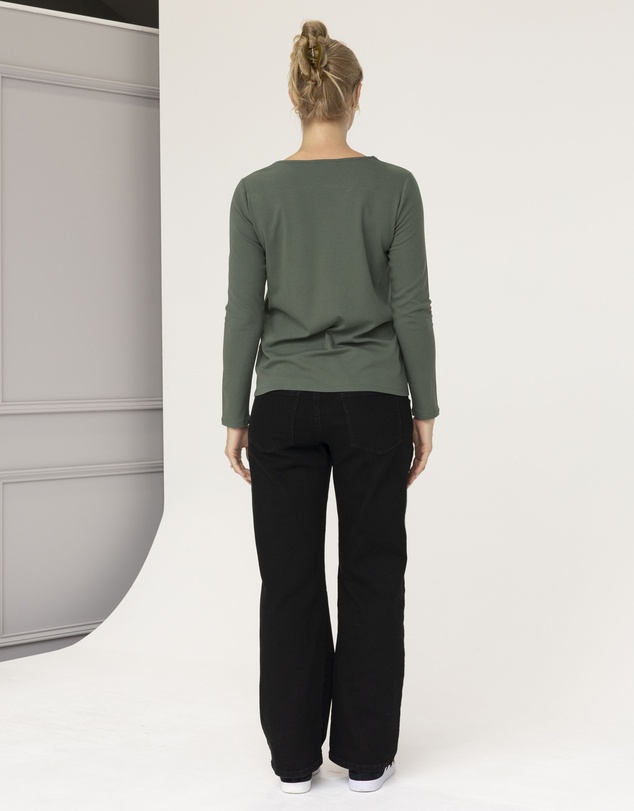 Angel Maternity - Harper Maternity/Nursing Zipper Top in Moss Green