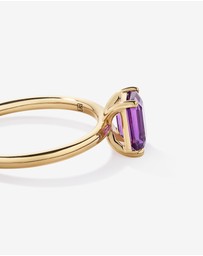 Michael Hill - Emerald Cut Amethyst Gemstone Ring in 10kt Yellow Gold