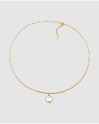 Elli Jewelry - Necklace Women Elegant White Shell Pearl 925 Sterling Silver Gold Plated