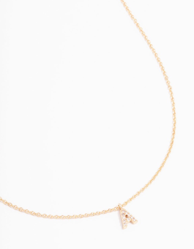 Lovisa - Gold Plated Cubic Zirconia Letter A Necklace