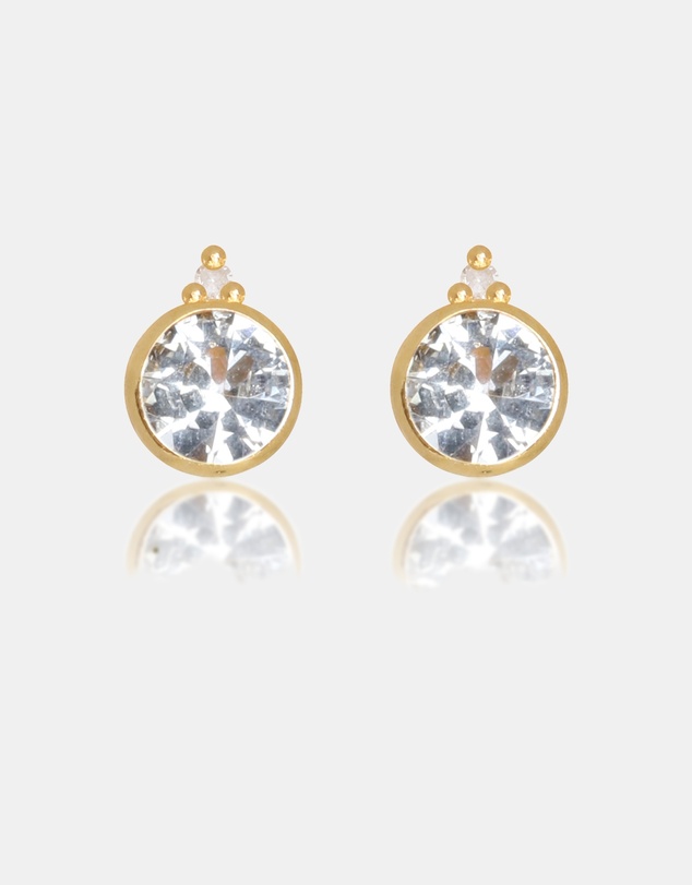 Georgini - Natural Topaz And Two Natural Diamond April Gold Earrings