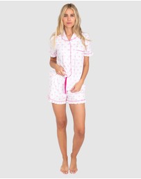 Sant And Abel - Women's Pink Palm Tree Short Sleeve Pajama Set