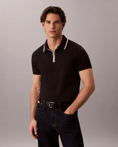 Calvin Klein - Slim Cotton Zip Polo Shirt