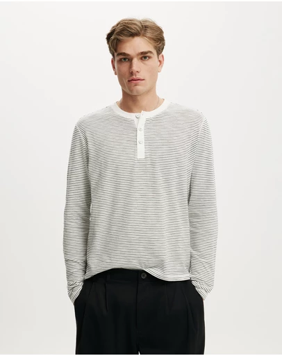 Cotton On - Fitted Henley Long Sleeve T-Shirt