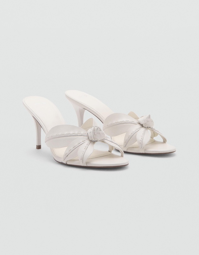 M.N.G - Leather Sandals with Flower Heels
