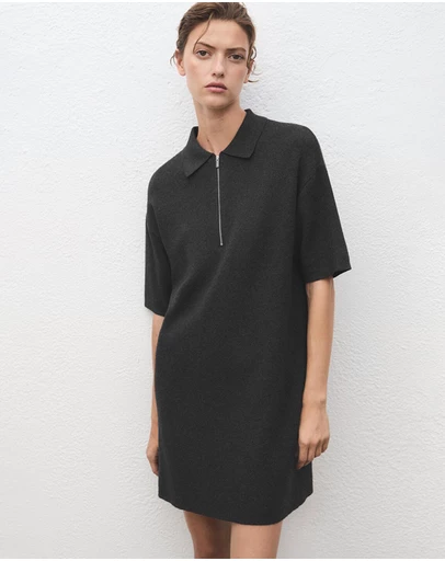 M.N.G - Knitted Dress With Polo Neck
