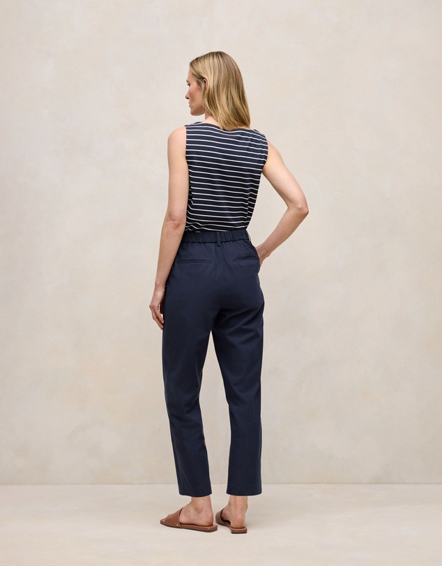 Trenery - Cotton Blend Straight Leg Pant in Night Sky