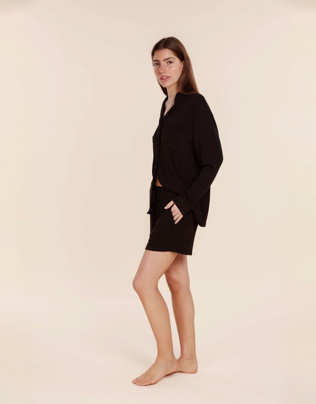 Gingerlilly - London Ribbed Long Sleeve Button Up Top