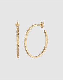 Elli Jewelry - Earrings Creoles plug hammered in 925 sterling silver gold plated