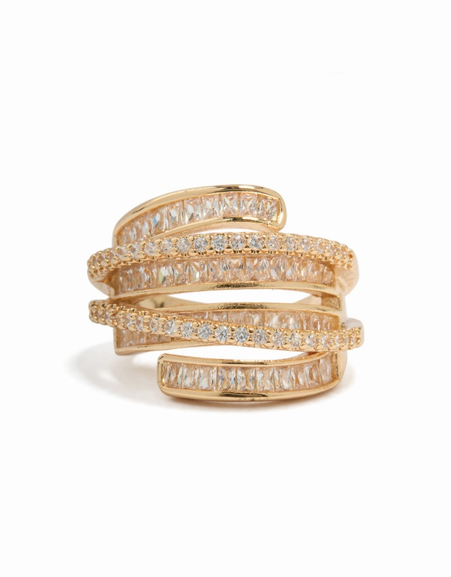 Lovisa - Gold Cubic Zirconia Molten Wrap Around Ring
