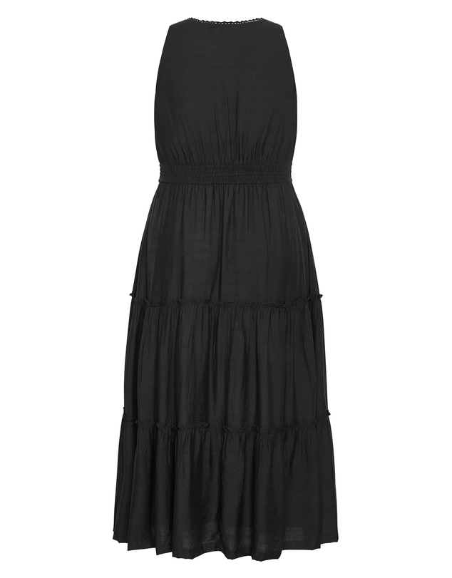 City Chic - Plus size Azaria V Neck Tier Maxi Dress - black