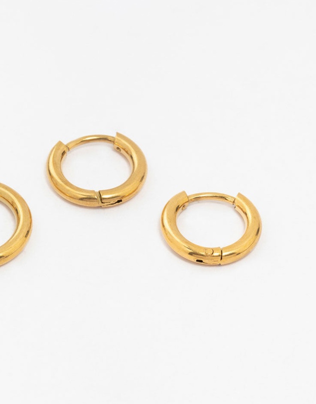 Lovisa - Waterproof Gold Plated Stainless Steel Medium Hoop Earrings 2-Pack