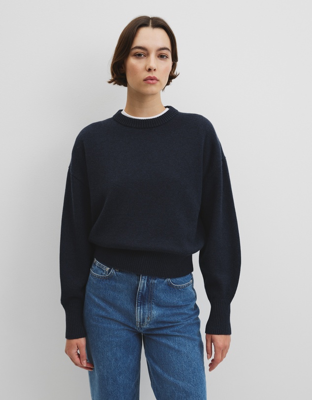 Country Road - Organically Grown Cotton Blend Crop Crew Neck Knit