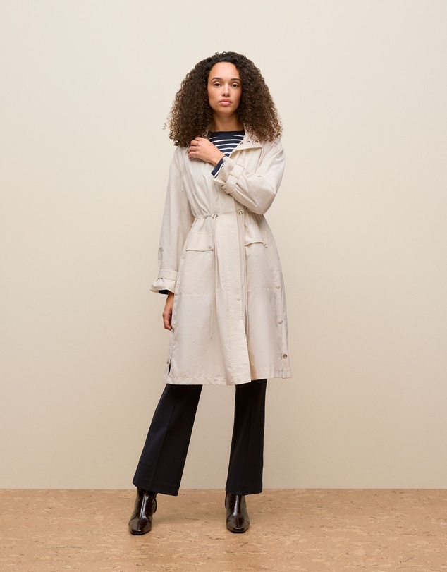 Trenery - Cotton Blend Longline Anorak in Stone