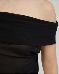 Oxford - Nia Mesh Off-Shoulder Top