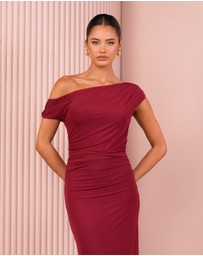 Azzurielle - Demi Ruching Mesh Maxi Dress