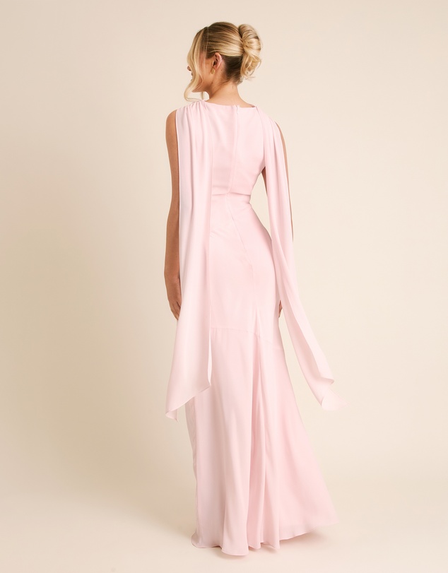 Six Stories - High Cowl Neck Drape Chiffon Bridesmaid Dress