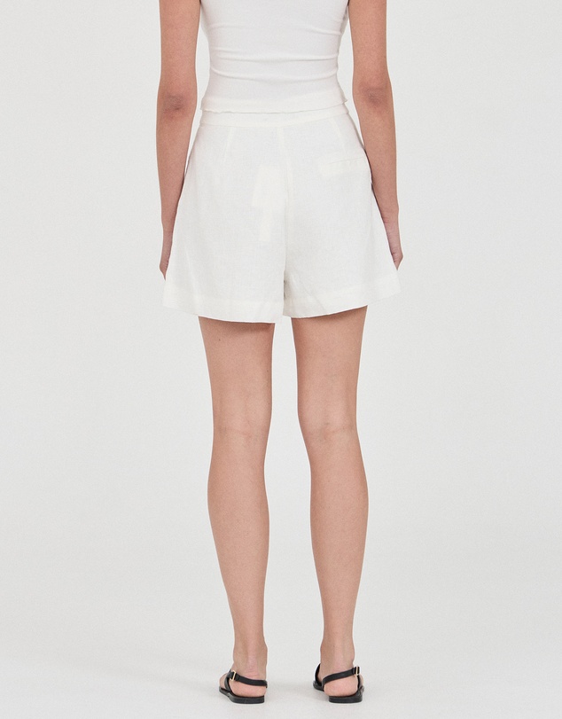 FRIEND of AUDREY - The Linen Blanket-Stitch Shorts