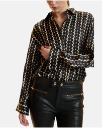 Cynthia Rowley - Foil Silk Button Up Shirt