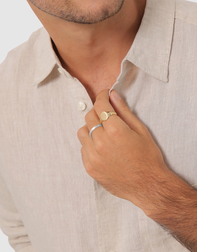 Kuzzoi - ICONIC EXCLUSIVE - Classic Band and Signet Ring Set in 925 Sterling Silver