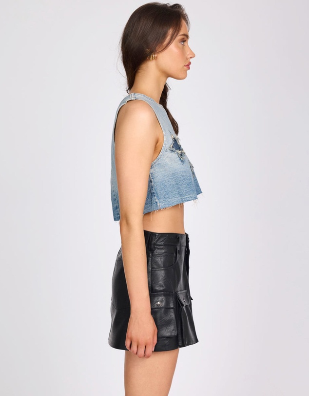 ONE TEASPOON - Star Cropped Denim Top - Pacifica Blue