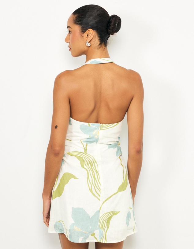 AERE - Sereia Ruched Linen Mini Dress