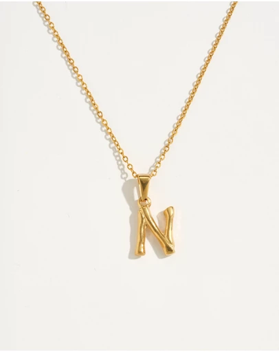 Reliquia Jewellery - N Initial Gold Charm Necklace
