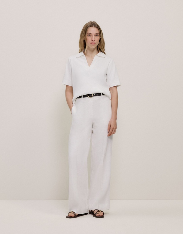 Trenery - Modal Cotton Collared T-shirt in White