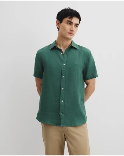 Country Road - Organically Grown Linen Regular Fit Short Sleeve Shirt